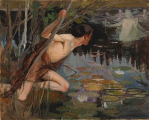 Jugend und eine Meerjungfrau, Skizze von Albert Edelfelt