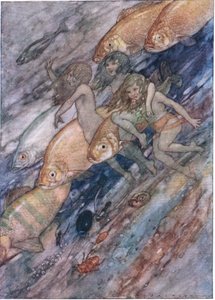 Hinunter zum Meer, hinunter zum Meer, aus Die Wasserbabys, veröffentlicht von Humphrey Milford Oxford University Press, ca. 1930 von Albert Edward Jackson