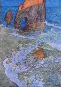 Sie stellten ihn in die Mitte und tanzten um ihn herum, aus Die Wasserbabys, veröffentlicht von Humphrey Milford Oxford University Press, ca. 1930 von Albert Edward Jackson