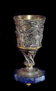 Porphyrschale in Silber und Porzellan von Albert Ernest Carrier Belleuse (1824-1887) von Albert Ernest Carrier Belleuse