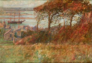 Wäldchen über dem Hafen im Herbst von Albert Ernest Victor Lilley