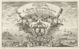 Meeresansicht durch ornamentales Wappen (Serie: Fische und andere Meerestiere - Salzwasser dritte Reihe, Poissons de mer) von Albert Flamen
