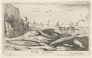 Sechs Stinte am Strand von Albert Flamen
