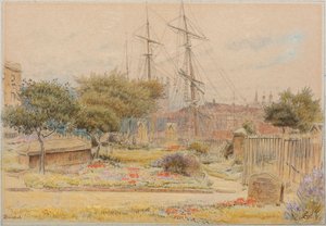 Bristol (Aquarell mit Feder und Tinte auf getöntem Papier) von Albert Goodwin