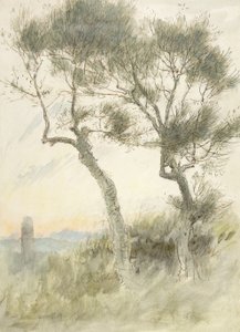 Studie von zwei Bäumen von Albert Goodwin