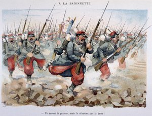 Mit dem Bajonett - in „Militäralbum“ von Albert Guillaume (1873-1942), um 1900 von Albert Guillaume