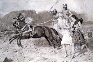 Elia läuft nach Jesreel vor Ahabs Wagen von Albert Joseph Moore