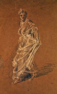 Studie eines Mädchens, das vorwärts schreitet und ein langes Kleid trägt, ca. 1870 von Albert Joseph Moore
