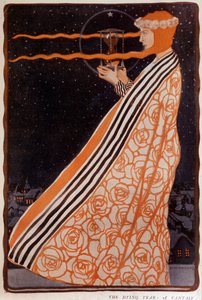 Eine Frau, die eine Sanduhr hält, frühes 20. Jahrhundert. Illustration von Klingner Albert (1869-1912) von Albert Klingner