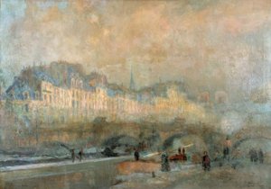 Paris, die Schleuse der Monnaie; Wintersonne, oder Blick auf die Pont Neuf von Albert Lebourg