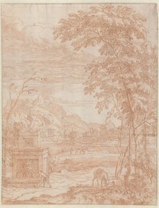 Italienische Landschaft mit einem Brunnen von Albert Meyering