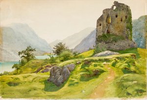 Berglandschaft mit Ruine
