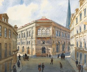 Ansicht der Börse von Riga, Aquarell von Albert Benois (1852-1936) - 1880 Dim 22,5x27 cm Private Sammlung