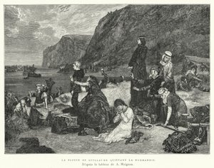 Die Flotte von Wilhelm verlässt die Normandie (Stich) von Albert Pierre René (after) Maignan