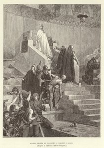 Sciarra Colonna und Guillaume de Nogaret konfrontieren Papst Bonifatius VIII. in Anagni, Italien von Albert Pierre Rene Maignan