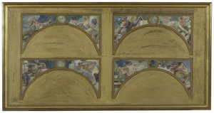 Skizze für den Salon des Lettres im Pariser Rathaus: Die großen literarischen Werke (La Chanson de Roland, Le Misanthrope, Eviradnus, Mimi Pinson, Le Cid, Phèdre, Pantagruel, La Cigale), ca. 1890 von Albert Pierre Rene Maignan