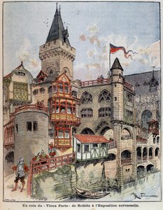 Eine Ecke von Robidas „Altes Paris“ auf der Weltausstellung. Titelblatt „Le Petit Français Illustré“ vom 26.05.1900. von Albert Robida
