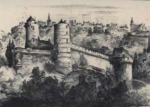 Schloss von Fougères - Festung im Departement Ille-et-Vilaine. Altes Frankreich - Bretagne - Text, Zeichnungen und Lithographien von Albert Robida (1848-1926) undatiert Ende 19. Jahrhundert von Albert Robida