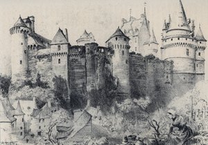 La Château fort de Vitré en Ille-et-Vilaine - La vieille France - La Bretagne - Text, Zeichnungen und Lithografien von Albert Robida (1848-1926) undatiert, spätes 19. Jahrhundert