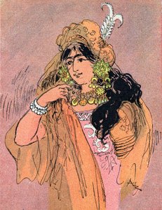 Porträt der Prinzessin Badroulbadour Illustration von Albert Robida für das Märchen „Aladin und die Wunderlampe“ in „Tausendundeine Nacht“ von Albert Robida