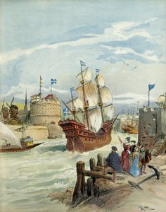 Die französische Flotte in Le Havre, die durch Entscheidung von Franz I. entstand von Albert Robida