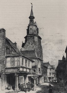 Der Glockenturm von Dinan - Altes Frankreich - Bretagne - Text, Zeichnungen und Lithografien von Albert Robida (1848-1926) undatiert, spätes 19. Jahrhundert von Albert Robida