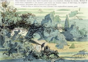 Unterwasserschlacht. In „Krieg im 20. Jahrhundert“ von Robida, Ende des 19. Jahrhunderts von Albert Robida