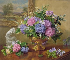 Stillleben mit Hortensien und Flieder von Albert Williams