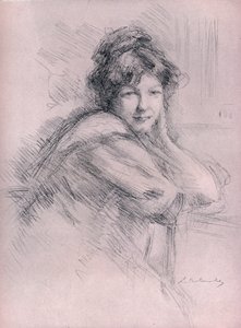 Lithografisches Porträt einer Frau, ca. 1905 von Albert de Belleroche