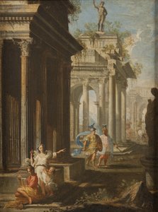 Mädchen liest am korinthischen Tempel von Alberto Carlieri