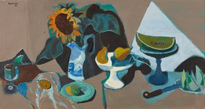 Stillleben mit Sonnenblume von Alberto Morrocco