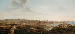 Eines von sieben Ansichten von Valletta, Malta und Umgebung, ca. 1753 von Alberto Pullicino