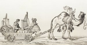 Der Organist Paul Hoffaner spielt in einer von einem Kamel gezogenen Kutsche, ca. 1880 (Gravur) von Albrecht (after) Durer or Duerer