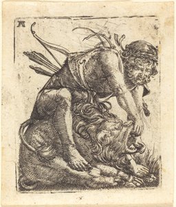 Herkules besiegt den nemeischen Löwen von Albrecht Altdorfer
