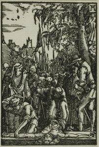 Nagelung ans Kreuz, aus Der Fall und die Erlösung des Menschen von Albrecht Altdorfer