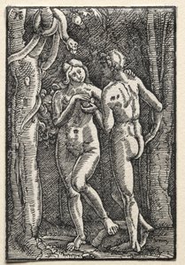 Der Fall und die Erlösung des Menschen: Adam und Eva essen die verbotene Frucht von Albrecht Altdorfer