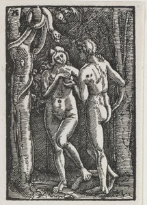 Der Fall und die Erlösung des Menschen: Adam und Eva essen die verbotene Frucht, um 1513 von Albrecht Altdorfer