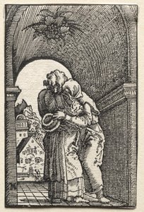 Der Fall und die Erlösung des Menschen: Die Umarmung von Joachim und Anna am Goldenen Tor von Albrecht Altdorfer