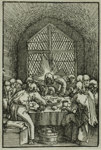 Das letzte Abendmahl, aus Der Fall und die Erlösung des Menschen von Albrecht Altdorfer