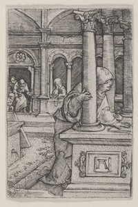 Die Jungfrau sucht Jesus im Tempel von Albrecht Altdorfer