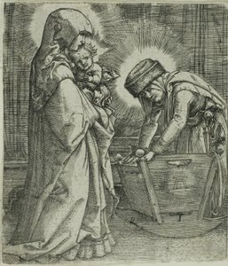 Die Jungfrau und das Kind mit der heiligen Anna an der Wiege von Albrecht Altdorfer