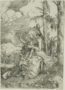 Die Jungfrau mit dem segnenden Kind in einer Landschaft von Albrecht Altdorfer