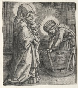 Die Jungfrau mit dem Kind und der heiligen Anna an der Wiege, 1520-1526 von Albrecht Altdorfer