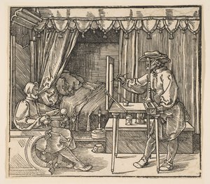 Künstler zeichnet ein Porträt eines Mannes von Albrecht Dürer