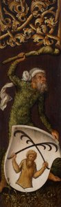 Bildnistriptychon des Oswolt Krel, linker Flügel: "Wilder Mann" mit dem Wappen des Oswolt Krel von Albrecht Dürer