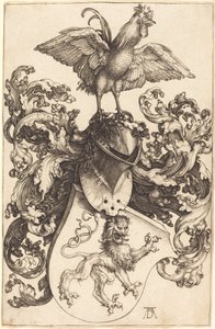 Wappen mit einem Löwen und einem Hahn von Albrecht Dürer
