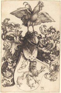 Wappen mit einem Löwen und einem Hahn von Albrecht Dürer