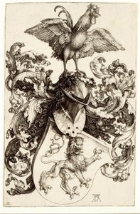 Wappen mit einem Löwen und einem Hahn von Albrecht Dürer