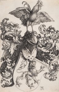 Wappen mit einem Löwen und einem Hahn von Albrecht Dürer