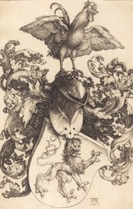 Wappen mit einem Löwen und einem Hahn, 1502-1503 von Albrecht Dürer
